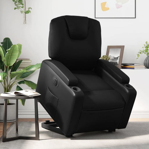 Electric Stand Up Recliner Chair Black Faux Leather Txbpppn