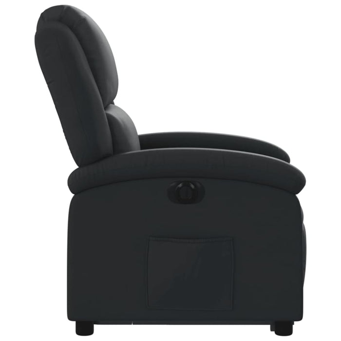 Electric Stand Up Recliner Chair Black Real Leather Txbpanl