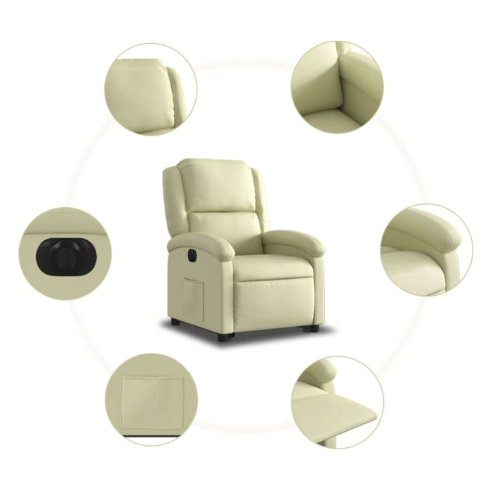 Electric Stand Up Recliner Chair Cream Real Leather Txbpani