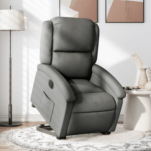 Electric Stand Up Recliner Chair Dark Grey Fabric Txbpati