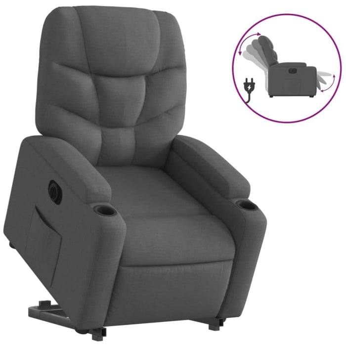 Electric Stand Up Recliner Chair Dark Grey Fabric Txbpltt