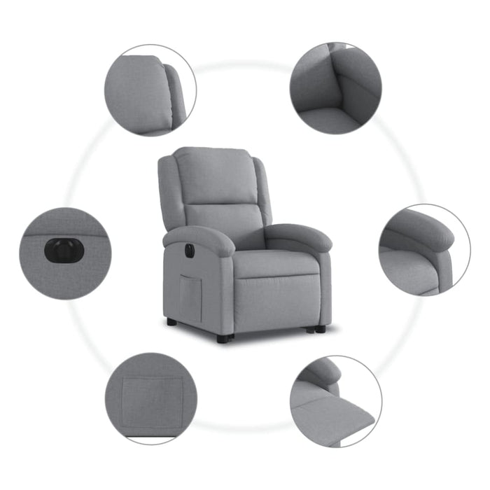 Electric Stand Up Recliner Chair Light Grey Fabric Txbpatl