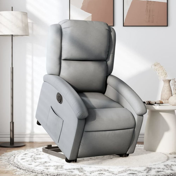 Electric Stand Up Recliner Chair Light Grey Fabric Txbpatl