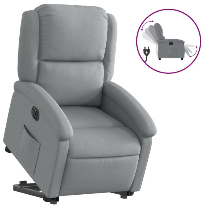 Electric Stand Up Recliner Chair Light Grey Fabric Txbpatl