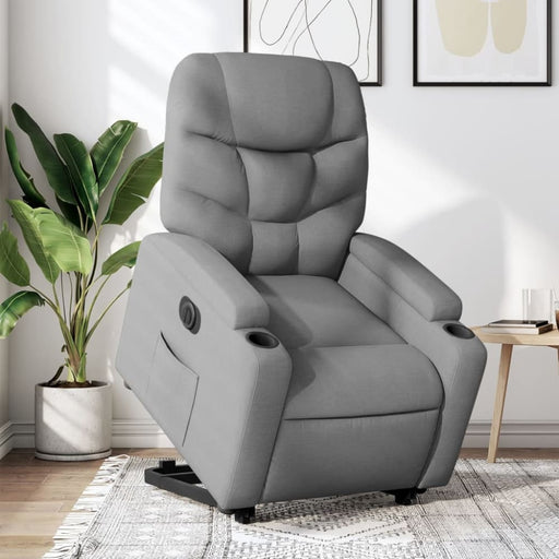 Electric Stand Up Recliner Chair Light Grey Fabric Txbpltx