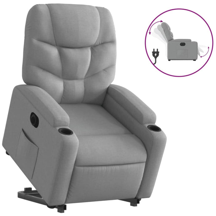 Electric Stand Up Recliner Chair Light Grey Fabric Txbpltx
