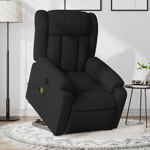 Electric Stand Up Massage Recliner Chair Black Faux Leather