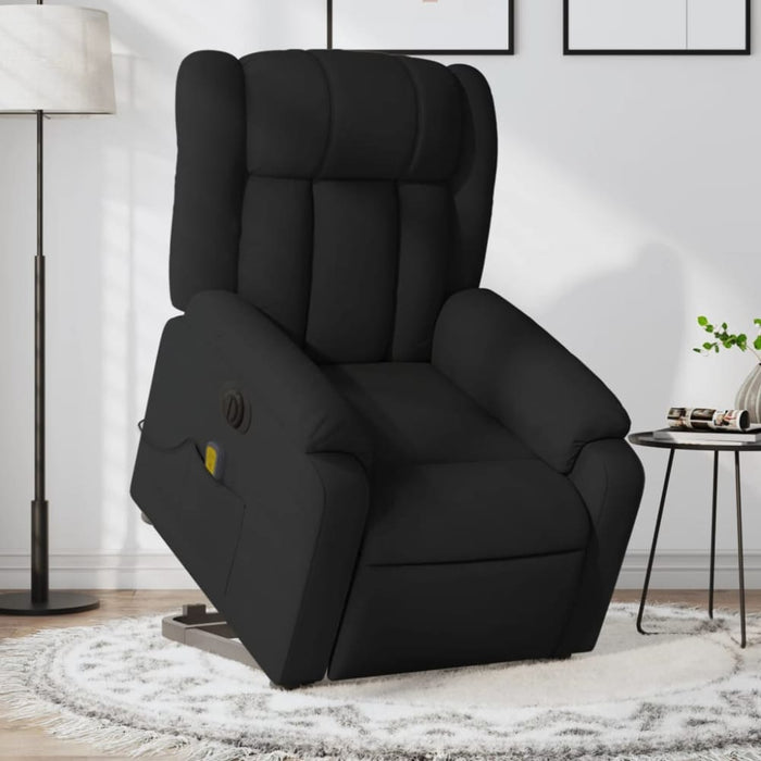 Electric Stand Up Massage Recliner Chair Black Faux Leather