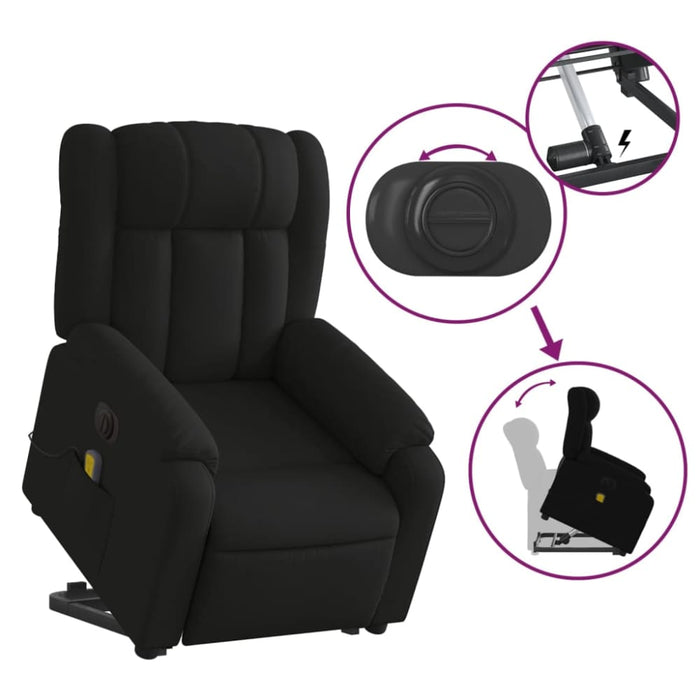 Electric Stand Up Massage Recliner Chair Black Faux Leather