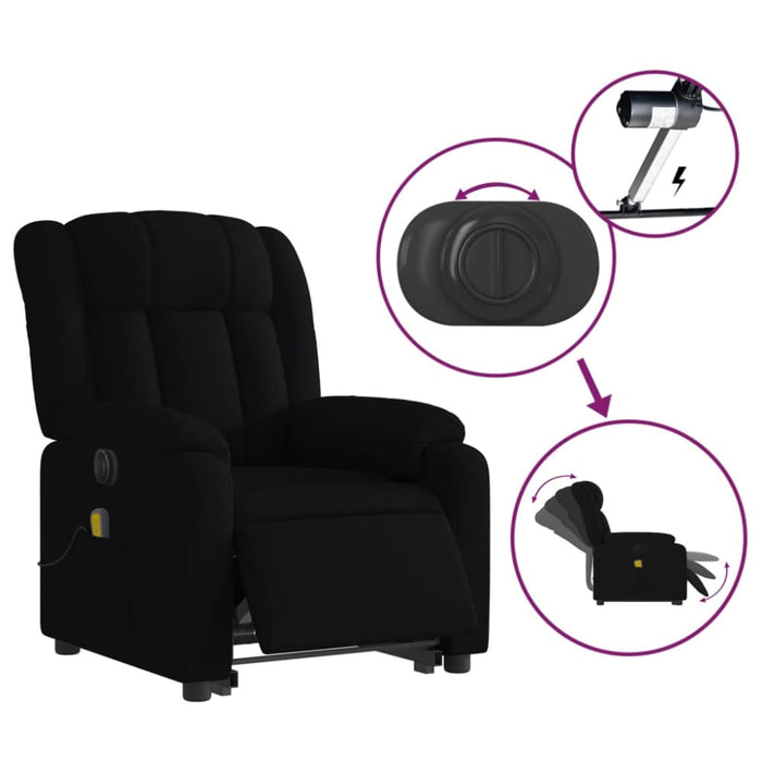 Electric Stand Up Massage Recliner Chair Black Faux Leather