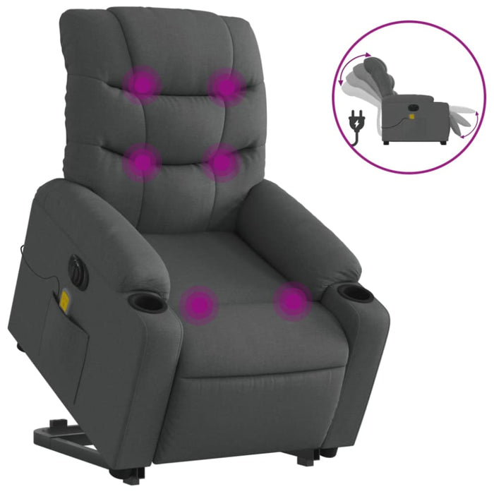 Electric Stand Up Massage Recliner Chair Dark Grey Fabric