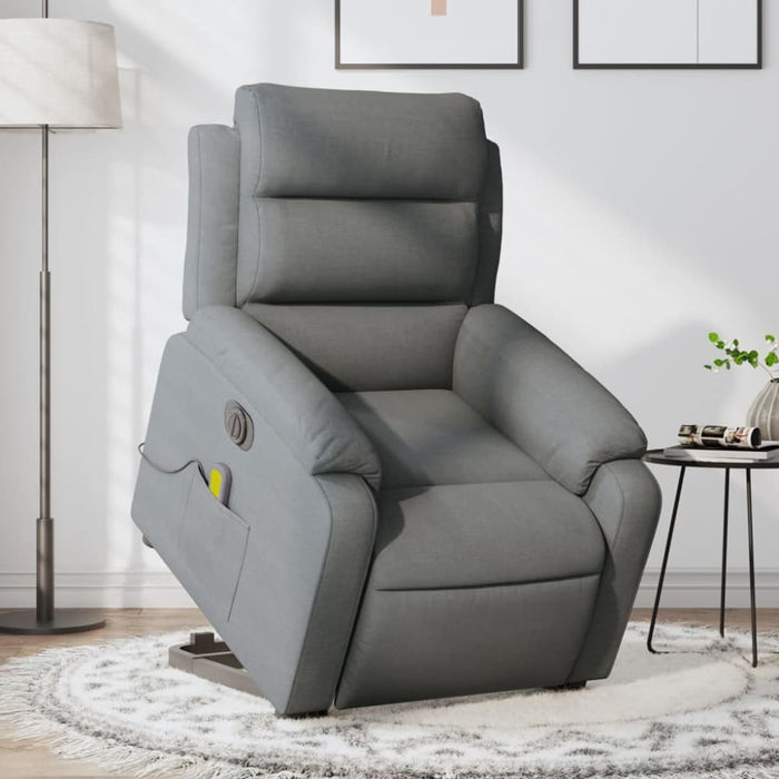 Electric Stand Up Massage Recliner Chair Dark Grey Fabric