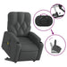 Electric Stand Up Massage Recliner Chair Dark Grey Fabric