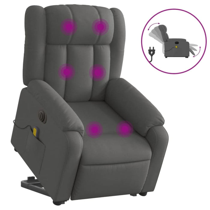 Electric Stand Up Massage Recliner Chair Dark Grey Fabric