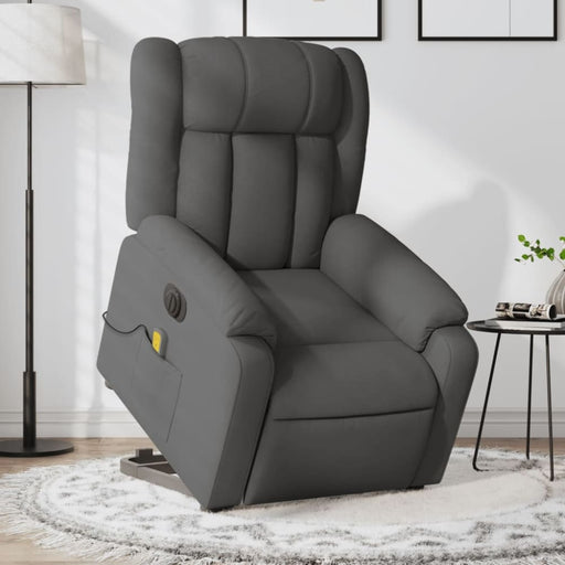 Electric Stand Up Massage Recliner Chair Dark Grey Fabric