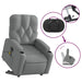 Electric Stand Up Massage Recliner Chair Light Grey Fabric