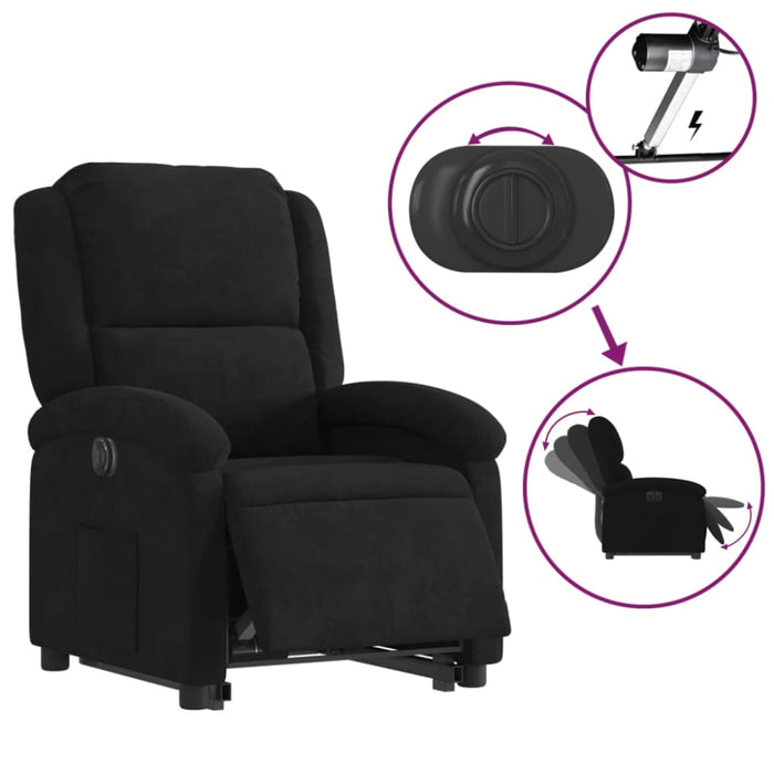Electric Stand Up Recliner Chair Black Velvet Txbppbp