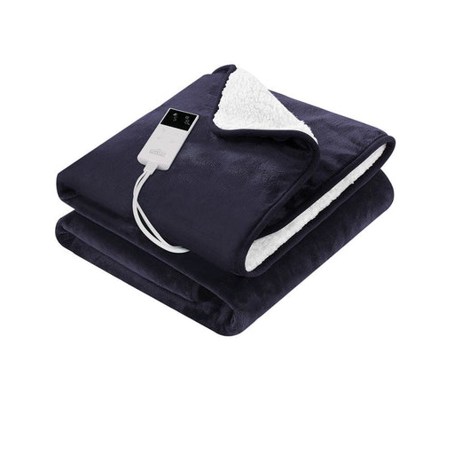 Electric Throw Rug Heated Blanket Fleece Charcoal