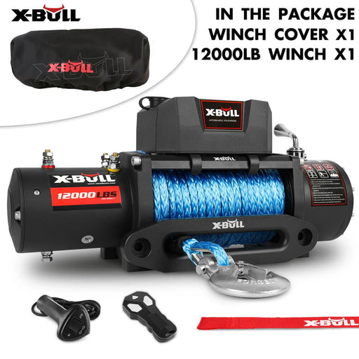 12v Electric Winch 12000lbs Synthetic Rope 4wd Jeep
