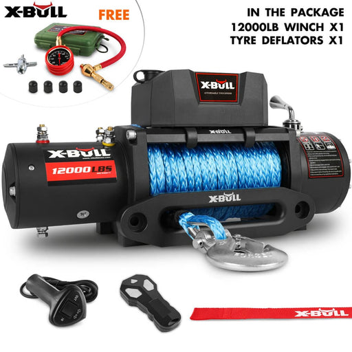 12v Electric Winch 12000lbs Synthetic Rope 4wd Jeep