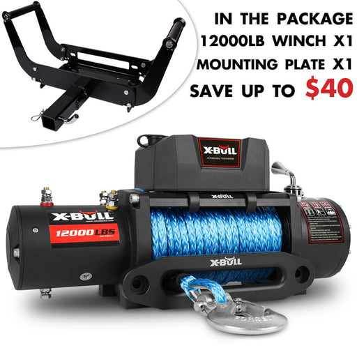 4x4 Electric Winch 12v 12000lbs Synthetic Rope 4wd Car