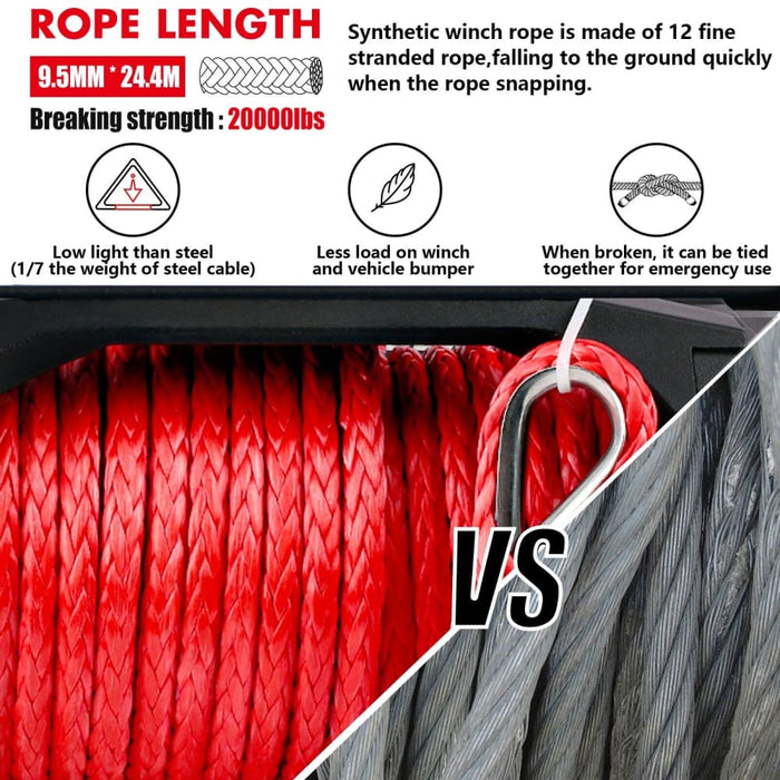 Electric Winch 12v 14500lbs Synthetic Rope Wireless Remote