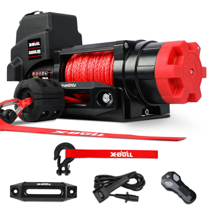Electric Winch 12v 6000lbs Synthetic Rope Wireless Remote