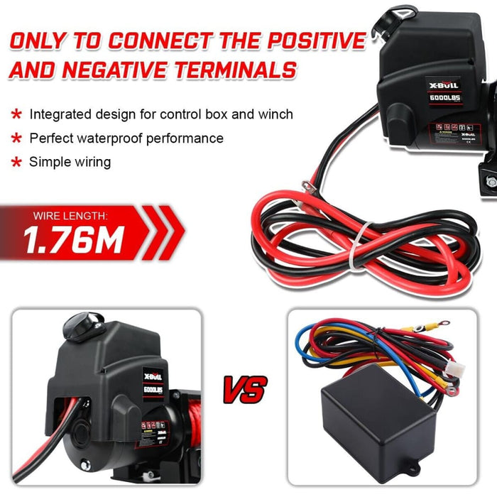 Electric Winch 12v 6000lbs Synthetic Rope Wireless Remote