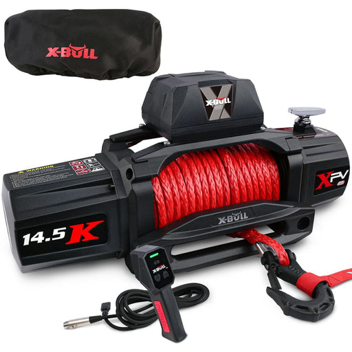 12v Electric Winch 14500lbs Synthetic Rope With Cover
