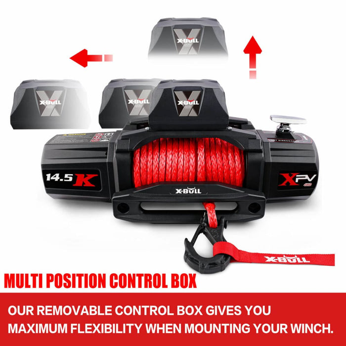 12v Electric Winch 14500lbs Synthetic Rope With Recovery