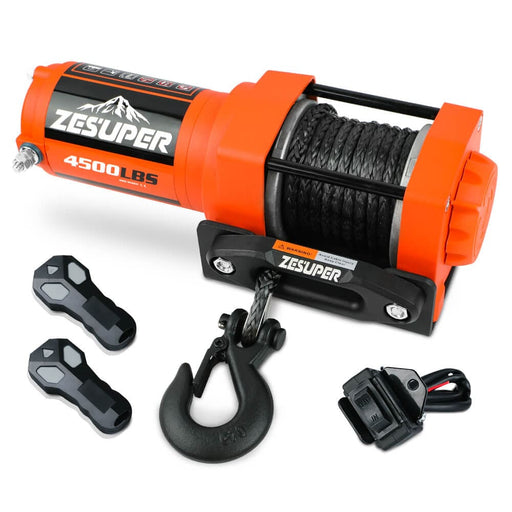 12v Electric Winch 4500lb Synthetic Rope Boat Atv Trailer
