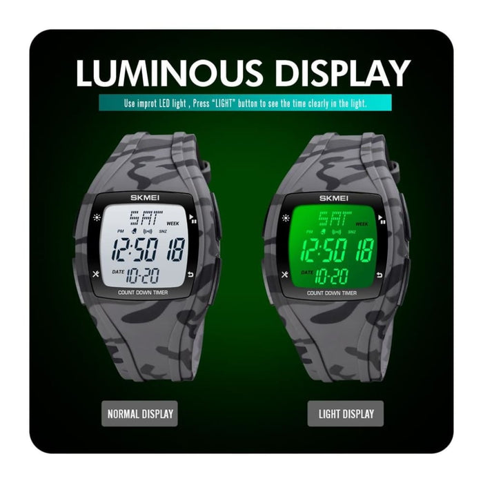 Electronic Led Display Sports Countdown Waterproof Watches