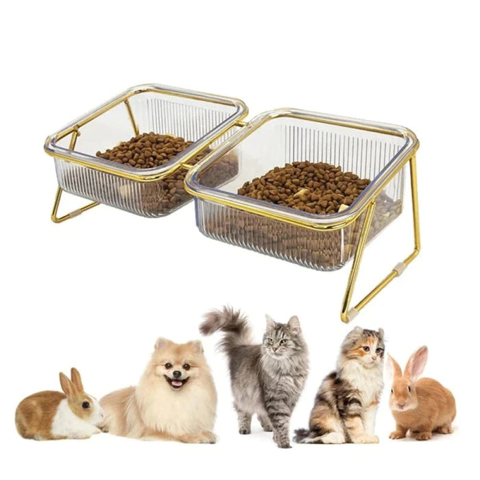 Elevated Double Pet Bowls Anti Skid Cat Feeder With 15