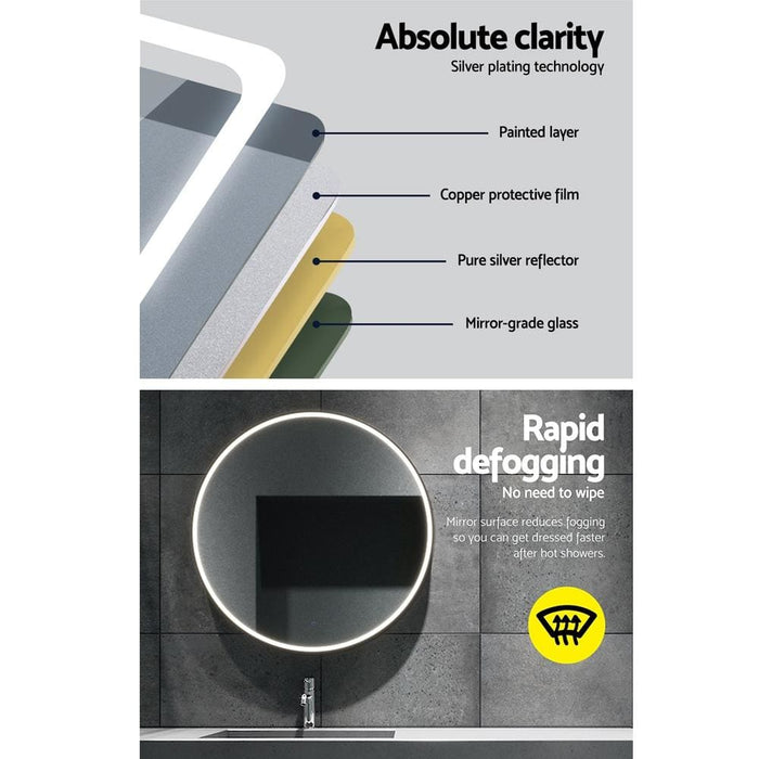 Embellir 70cm Led Wall Mirror with Light Bathroom Decor