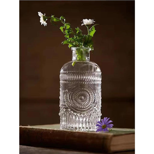 Embossed Glass Vase For Retro Nordic Home Decor