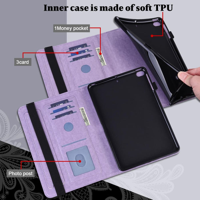 Embossed Lace Flower Pattern Leather Tablet Case For Ipad