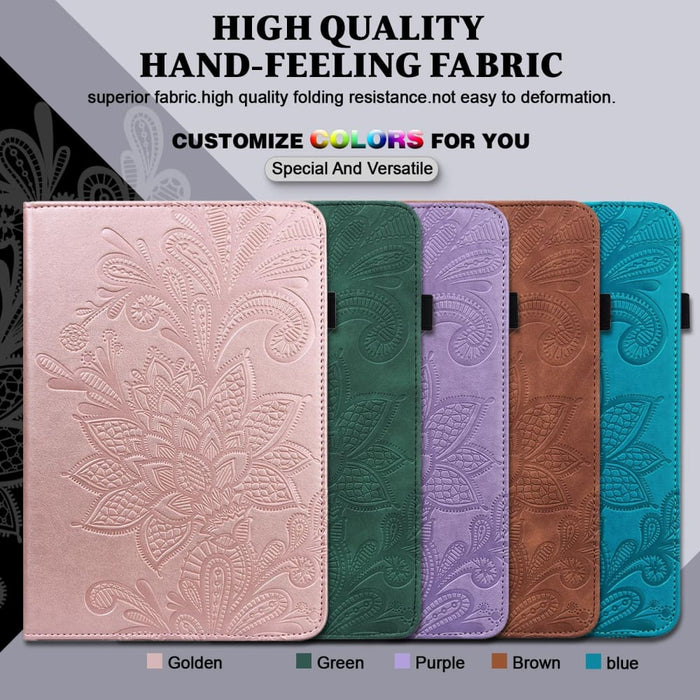 Embossed Lace Flower Pattern Leather Tablet Case For Ipad