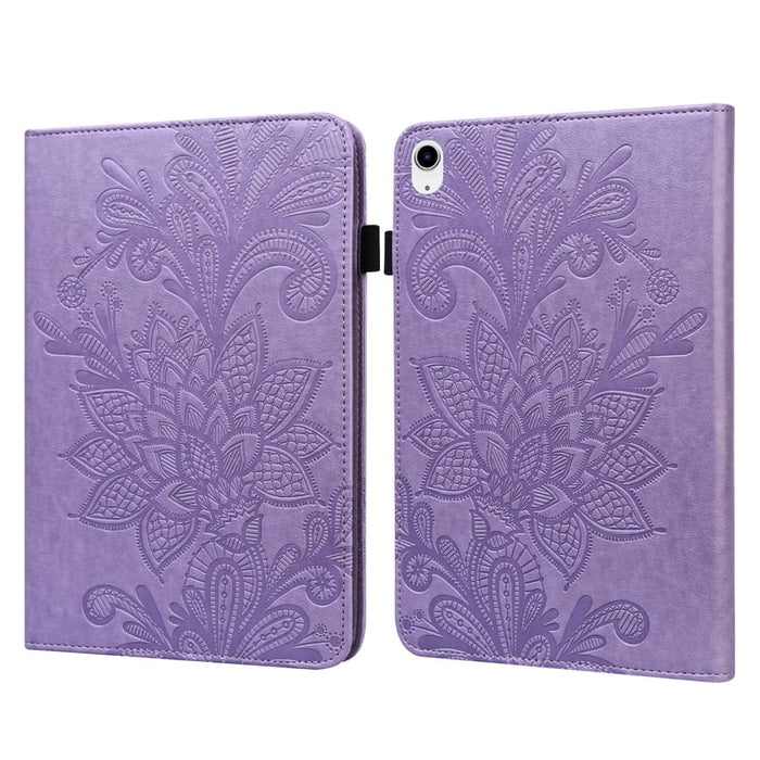 Embossed Lace Flower Pattern Leather Tablet Case For Ipad