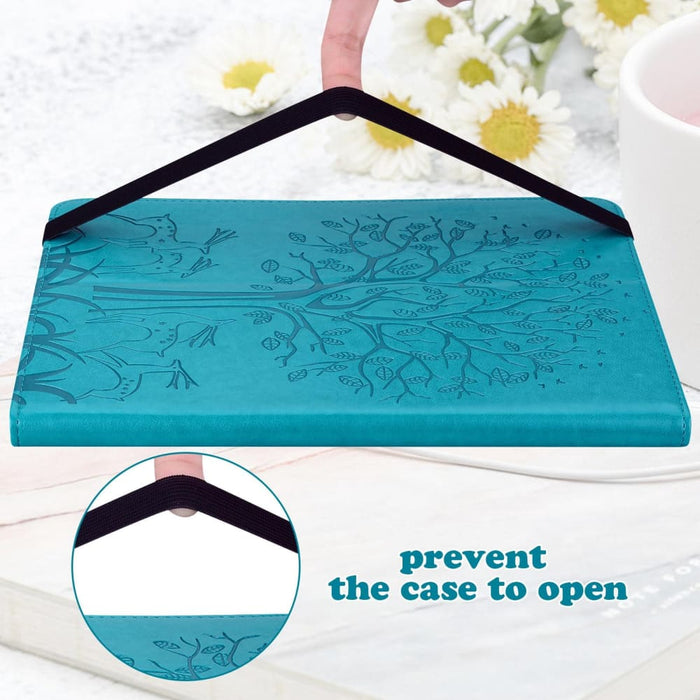 Embossed Leather Tablet Case With Tree And Deer Design