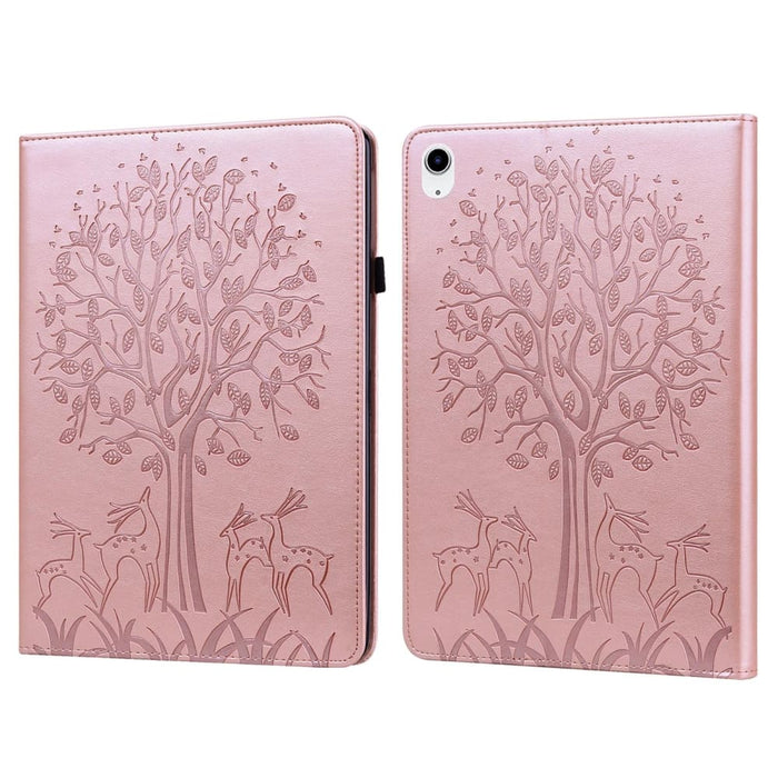 Embossed Leather Tablet Case With Tree And Deer Design