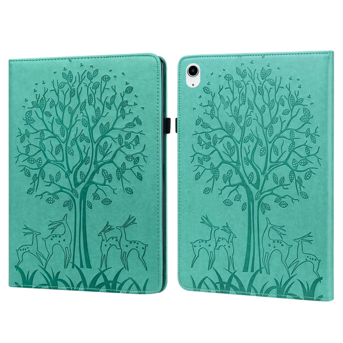 Embossed Leather Tablet Case With Tree And Deer Design
