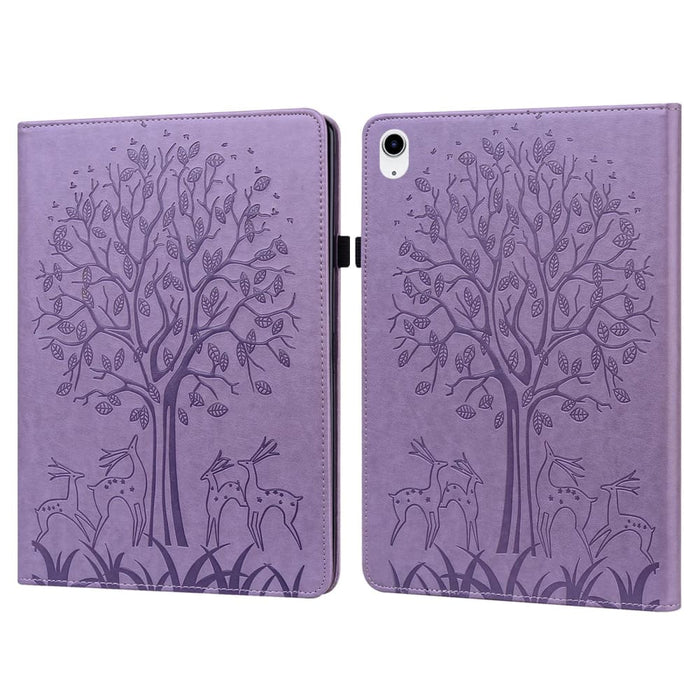 Embossed Leather Tablet Case With Tree And Deer Design