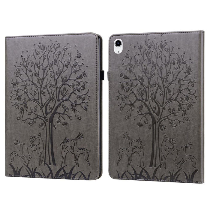 Embossed Leather Tablet Case With Tree And Deer Design