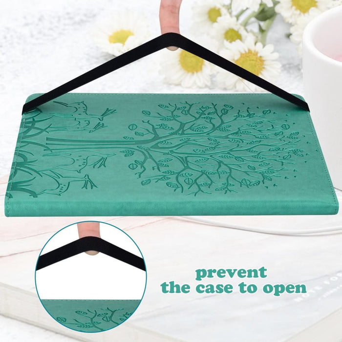 Embossed Leather Tablet Case With Tree And Deer Design