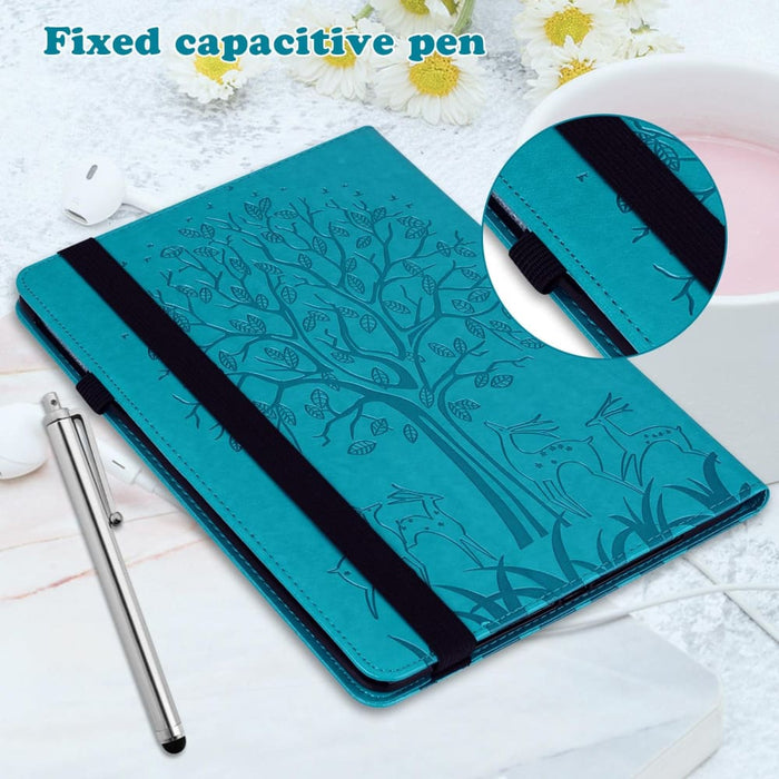 Embossed Leather Tablet Case With Tree And Deer Design