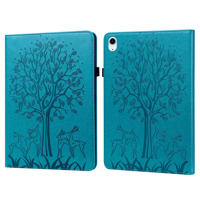 Embossed Leather Tablet Case With Tree And Deer Design