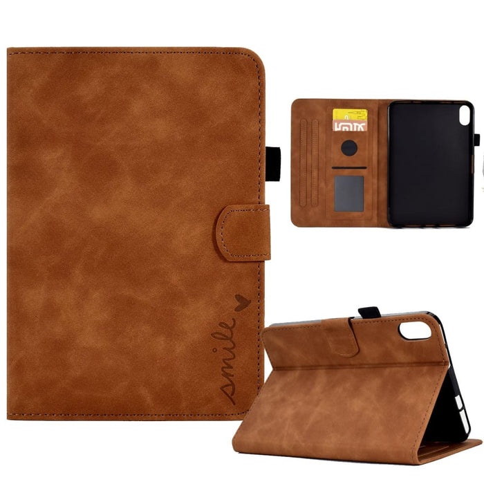 Embossed Smile Flip Tablet Leather Smart Case