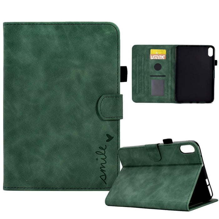 Embossed Smile Flip Tablet Leather Smart Case
