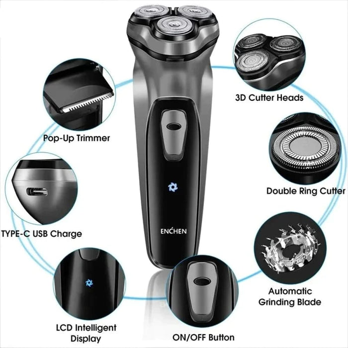 Enchen Blackstone Mens Rotary Shaver with 3d Floating Blade