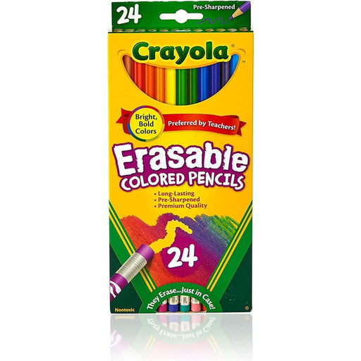 Erasable Coloured Pencils With Erasers 24pcs